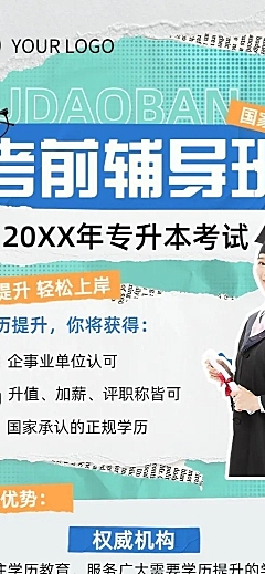 学历提升专升本招生宣传拼贴风长图海报