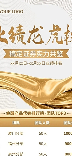 金融证券销售业绩表彰龙虎榜喜报白金奢华风手机长图海报