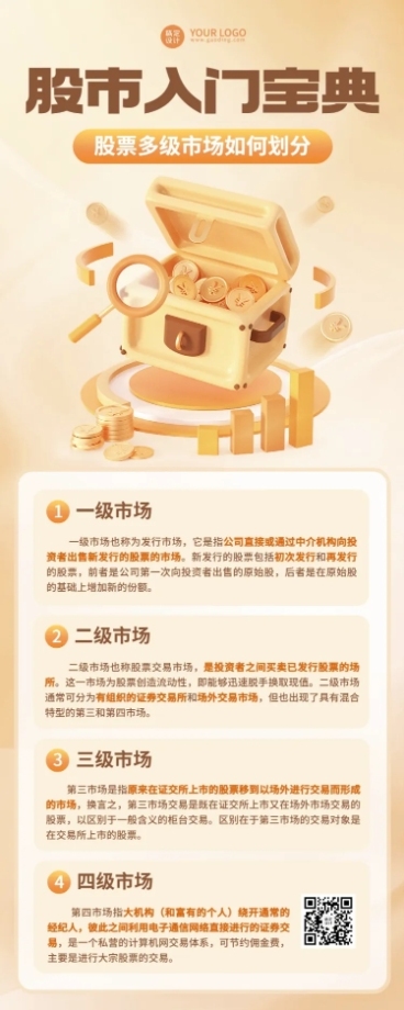 金融证券股票股市入门知识科普行业资讯创意3D长图海报套装预览效果