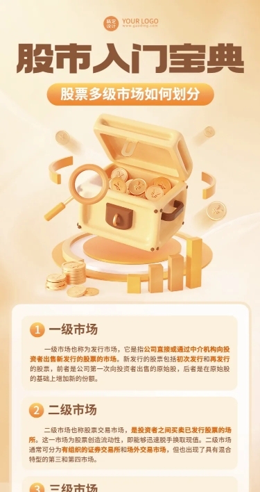 金融证券股票股市入门知识科普行业资讯创意3D长图海报套装