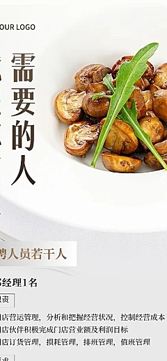 餐饮通用求职招聘长图海报