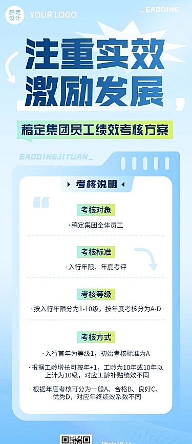 企业员工简约员工激励绩效考核长图海报