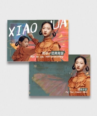 复古时尚蝴蝶明信片明星应援