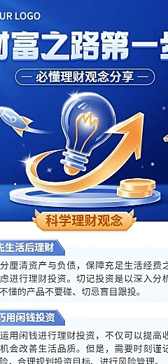 金融证券投资者教育理财观念知识科普长图海报套装