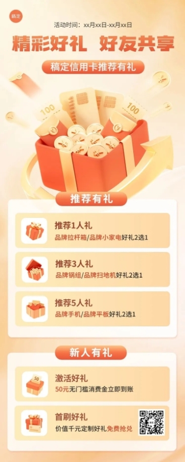 金融银行信用卡好友邀请活动营销长图海报套装预览效果