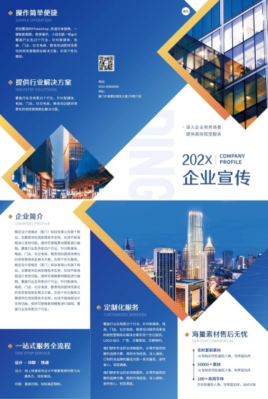 企业简约商务风形象包装三折页