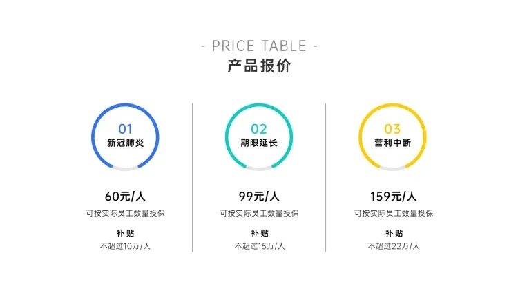 产品付费价目表3项PPT内容页预览效果