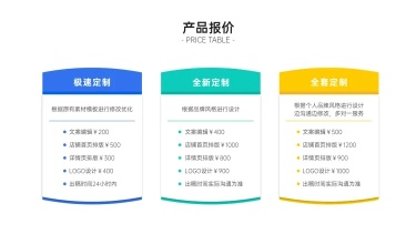 产品价格介绍价目表3项PPT内容页