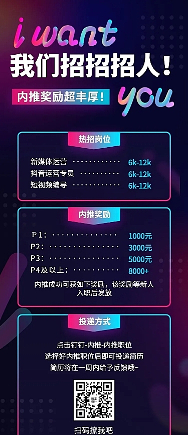 企业招聘内推创意长图