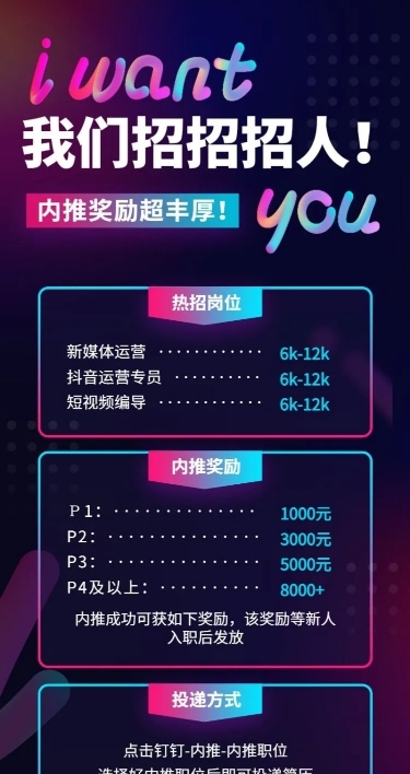 企业招聘内推创意长图