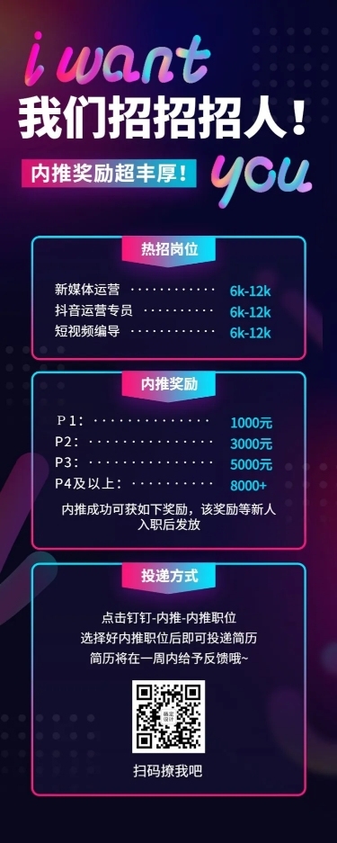 企业招聘内推创意长图