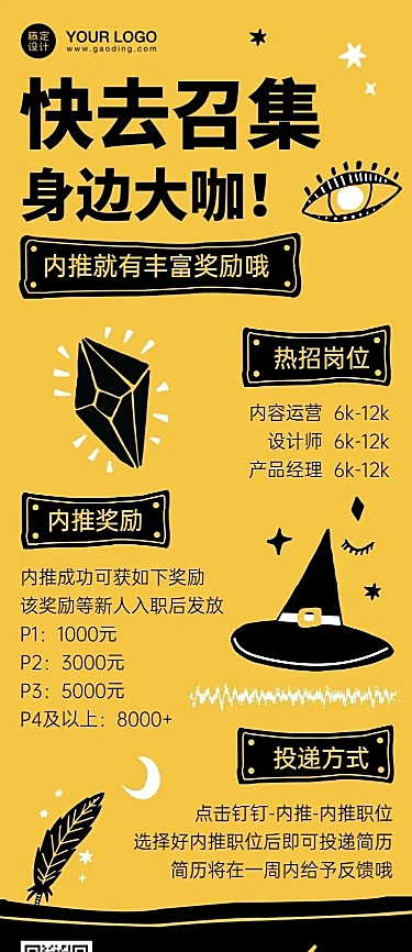 企业招聘内推通知长图