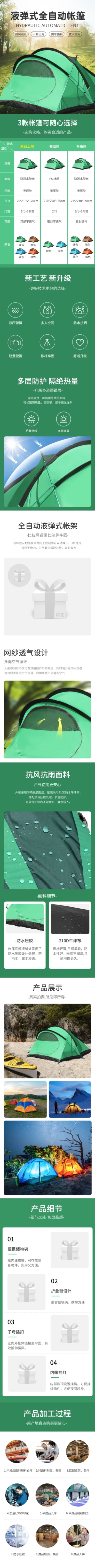 清新自然户外运动装备帐篷详情页预览效果