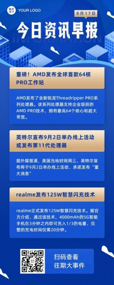 企业资讯早报通知长图预览效果