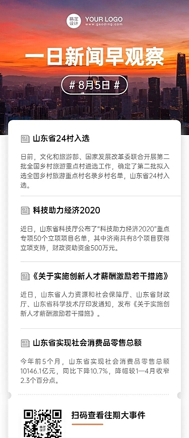 企业资讯早报通知长图