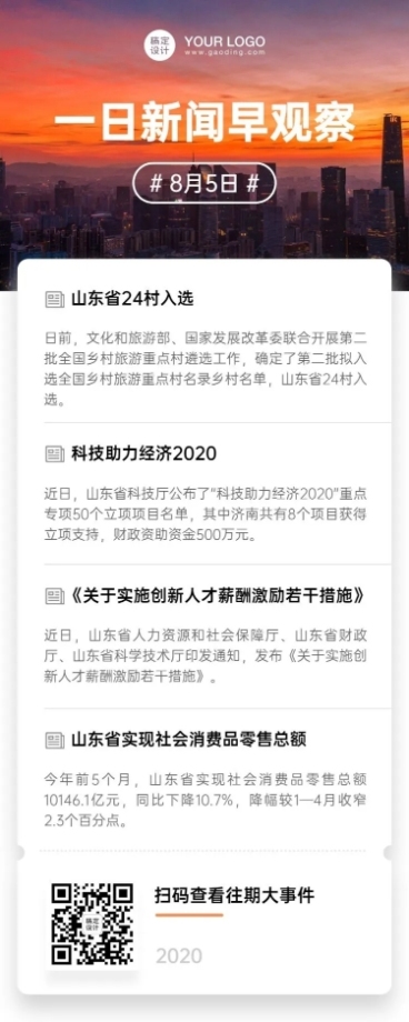 企业资讯早报通知长图预览效果