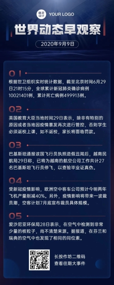 企业资讯早报通知长图预览效果