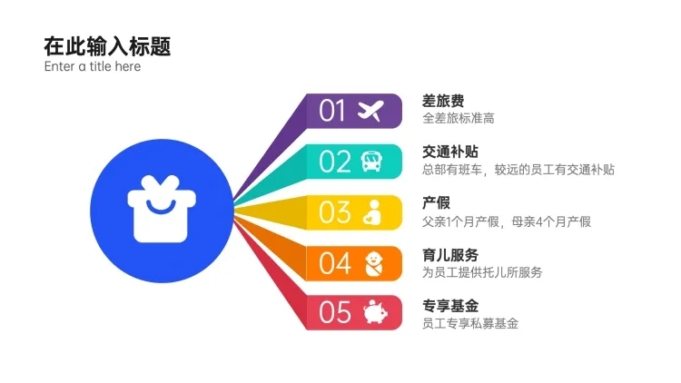 列表5项PPT内容页预览效果