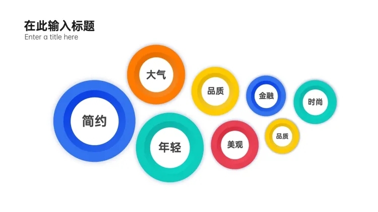 圆形关键词展示多项PPT内容页预览效果