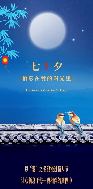 七夕月亮夜晚城墙喜鹊故宫图文章长图