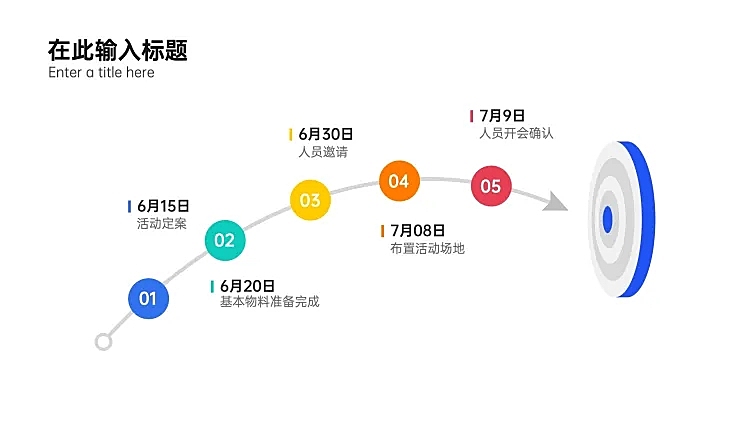 流程5项彩色标签PPT内容页