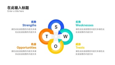 SWOT列表4项彩色标签PPT内容页