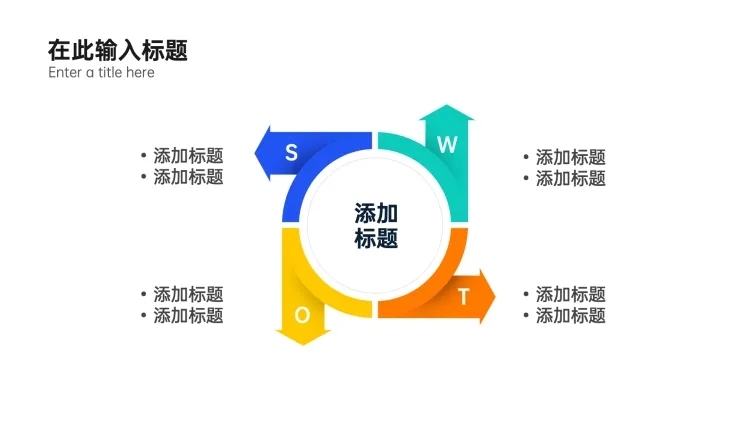 SWOT列表4项PPT内容页预览效果