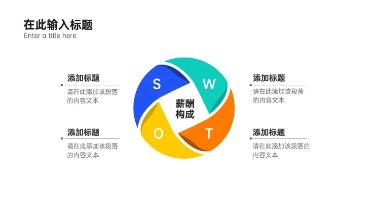 SWOT列表4项PPT内容页预览效果