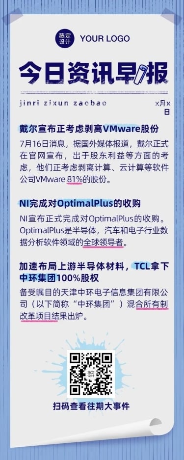 企业资讯早报通知长图