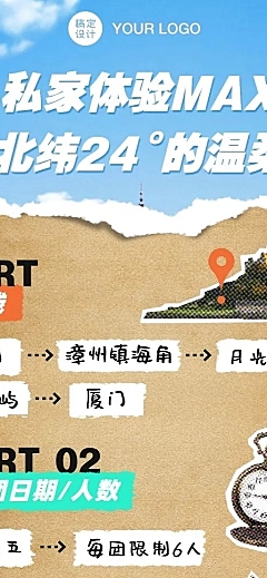 旅游团路线景点手账步骤长图海报