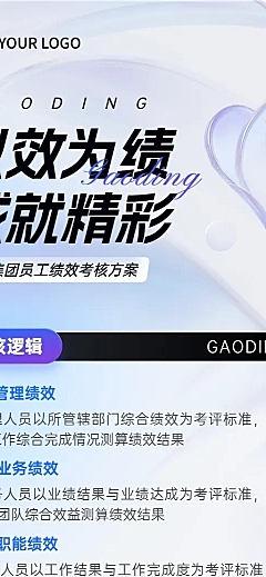 企业员工员工激励绩效考核清透感长图海报