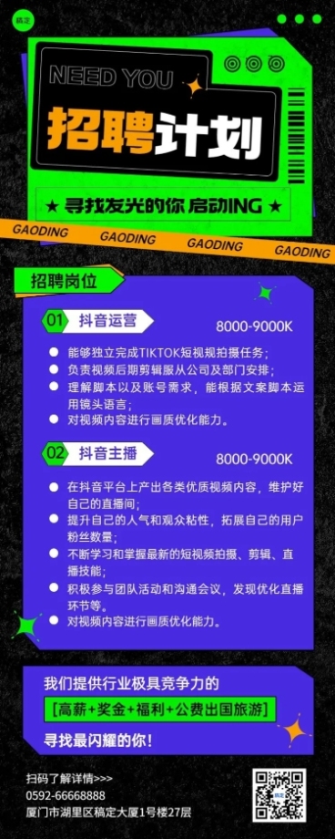 企业时尚感社会招聘长图海报预览效果