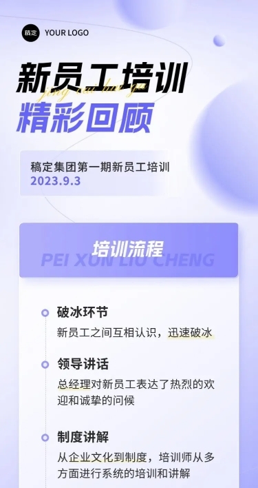 企业员工培训回顾长图海报