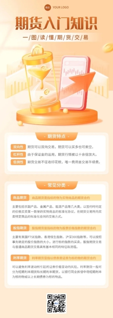 金融期货知识科普轻拟物风长图海报预览效果