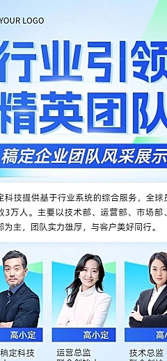 企业团队风采展示渐变风长图海报