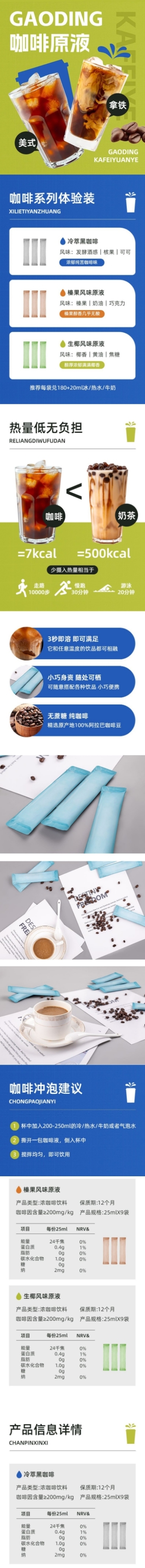 清新饮料咖啡商品详情页预览效果