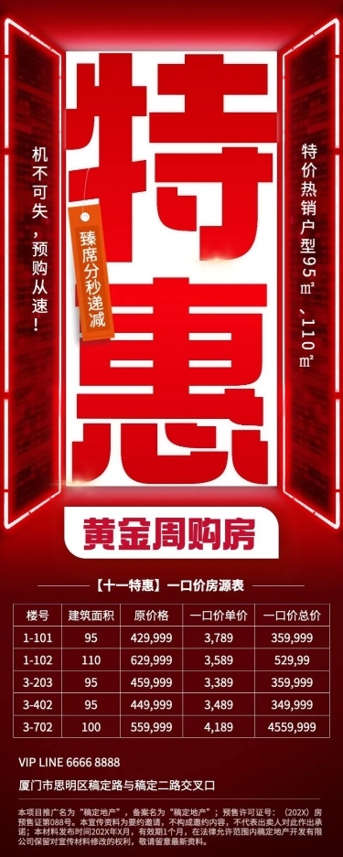 国庆节十一黄金周地产销售中介节日营销特价房促销长图海报