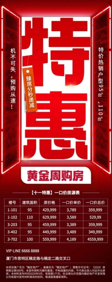 国庆节十一黄金周地产销售中介节日营销特价房促销长图海报预览效果