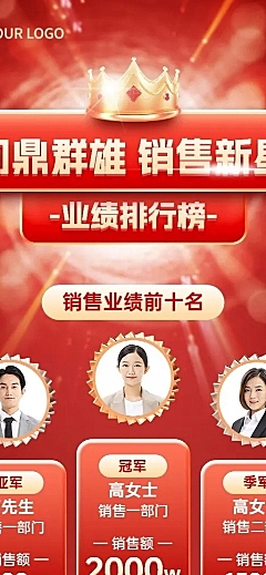 地产销售中介业绩排行榜长图海报