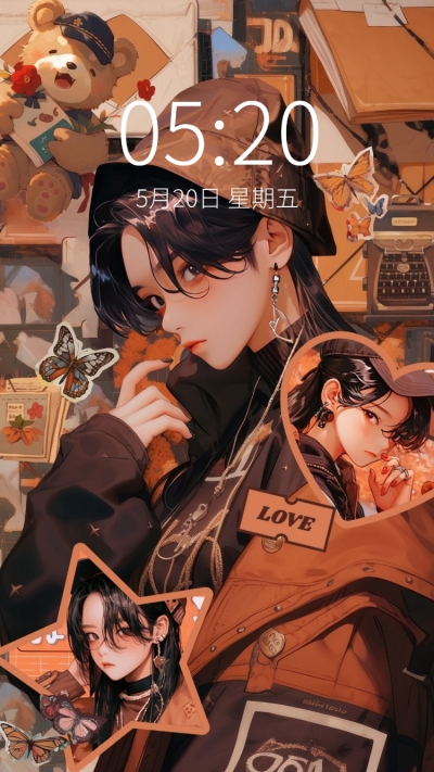 美拉德配色秋季甜酷风手机壁纸AIGC