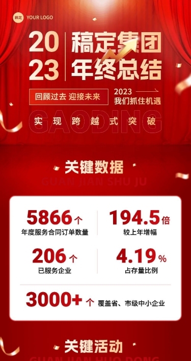 企业年终总结红金风文章长图