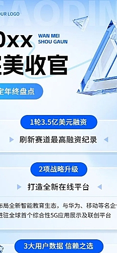 企业年终盘点简约渐变长图海报