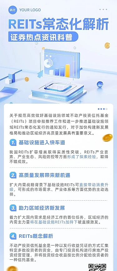 金融证券热点行业资讯知识科普轻拟物风长图海报套装