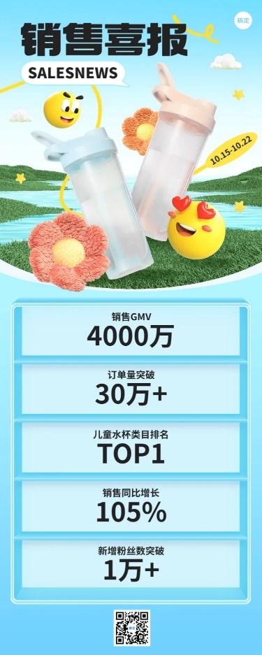 母婴微商产品销售喜报数据战报长图海报绒毛生长风虚拟自然风