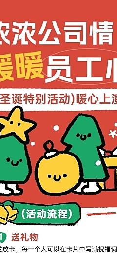 企业圣诞节节日员工福利怪诞风长图海报