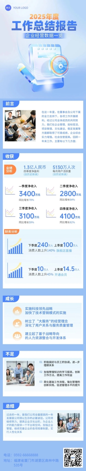 年终总结汇报清透风文章长图预览效果