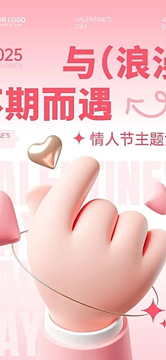 企业情人节节日活动浪漫感长图海报