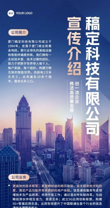 企业宣传商务感长图海报
