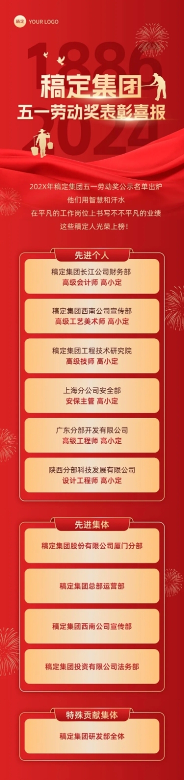 五一劳动节表彰颁奖文章长图预览效果