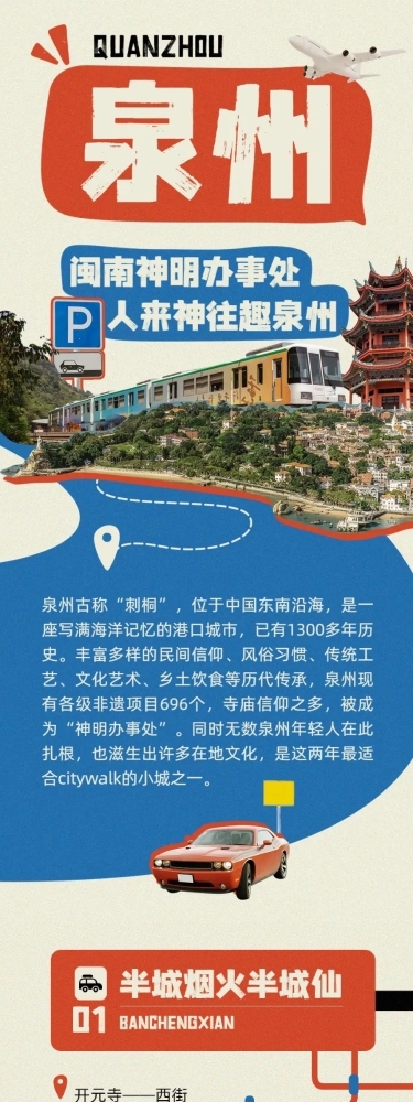 复古创意排版旅游路线宣传微信公众号文章长图